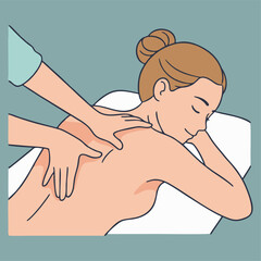 Fototapeta premium Woman Receiving Back Massage Therapy.