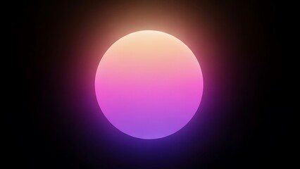 A vibrant, glowing sphere, rendered in shades of purple, pink and yellow, against a black backdrop