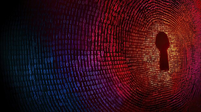 Abstract illustration of a fingerprint with a keyhole symbolizing data security