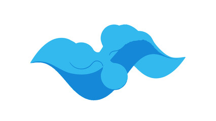 Obraz premium Abstract blue fluid shape resembling a bird or butterfly, isolated on white