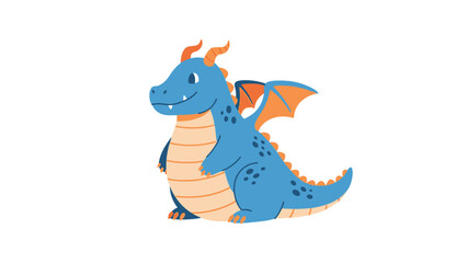 Obraz premium Cute Blue Dragon Character illustration