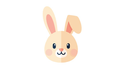 Obraz premium Cute Bunny Face Icon, Kawaii Rabbit Head, Flat Design, Vector Illustration