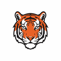 Obraz premium Fierce Tiger Head Logo, Wild Animal Mascot, Orange and Black