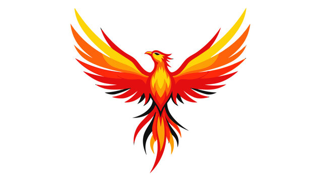 Fiery Phoenix Rising, Symbol of Rebirth and Strength, Mythical Bird Illustration