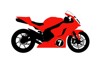Obraz premium Red Sport Motorcycle, Speed, Power, Racing, Transportation, Vector Art