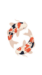 Naklejka premium Two Koi Fish Swimming in Circle, Symbol of Harmony and Balance