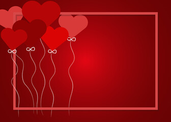 Love banner with balloon heart shape decor elements. Valentine's day design card.