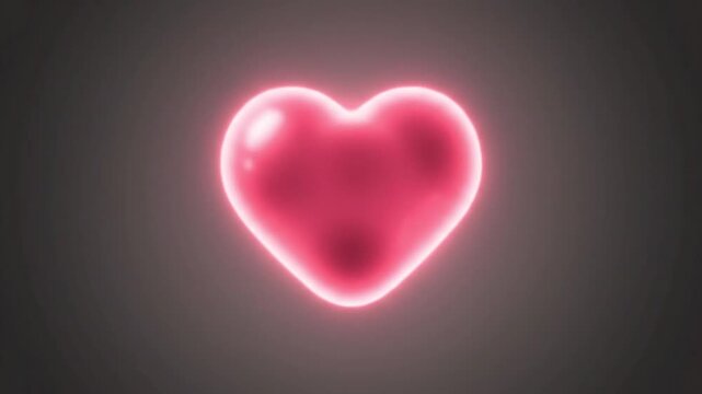 A glowing pink heart symbol with a soft, ethereal aura against a dark, smoky background.