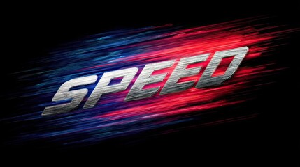 Abstract illustration of the word speed red and blue motion lines on a black background