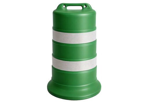 Green Traffic Bollard with Reflective Stripes