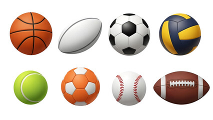 Obraz premium Collection of sports balls isolated on transparent background