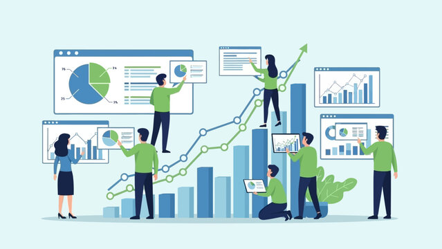 Business Team Analyzing Data Charts Graphs.