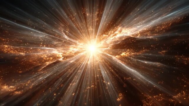 Cosmic Burst: The image captures an awe-inspiring celestial explosion, where light and energy radiate outwards, a visual spectacle of cosmic creation and universal expansion.