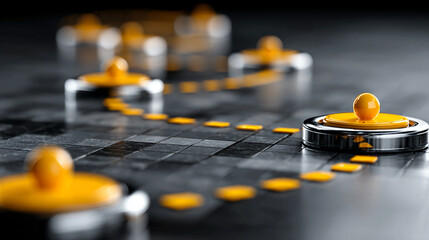 Procedural milestone nodes marking critical checkpoints, compliance verification, workflow clarity, and process control