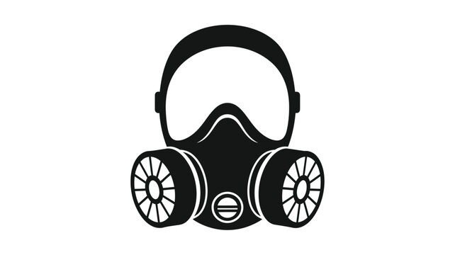 Black gas mask illustration with circular filters a striking silhouette