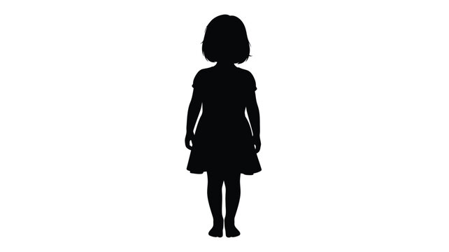 A full body depiction of a young girl in a dark silhouette