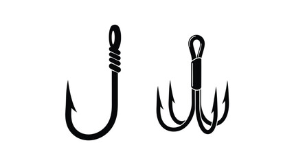 Two black fishing hooks depicted in a striking silhouette © MdGolam