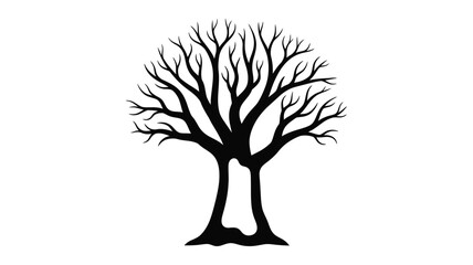 Obraz premium A dark branching tree form against a white background silhouette