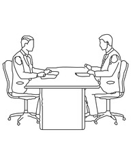 Fototapeta premium line art businessman meeting