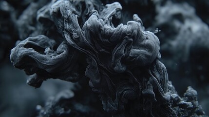 Abstract and captivating view of dark paint swirling and mixing gracefully in water