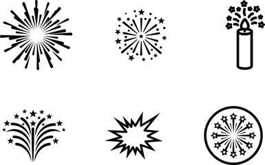 fireworks explosion icons in black and white for celebrations and events © Saidurra12