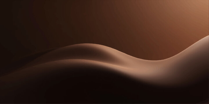 Smooth flowing waves of dark chocolate and orange light create a soft silk texture with liquid curves in this elegant brown satin vector illustration backdrop