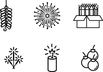 Fototapeta premium fireworks icons with sparklers and bomb celebration graphics