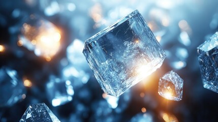 Abstract composition with ice cubes creating an ethereal and captivating digital art piece