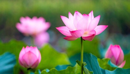 Fototapeta premium Pink lotus blossoms in a pond