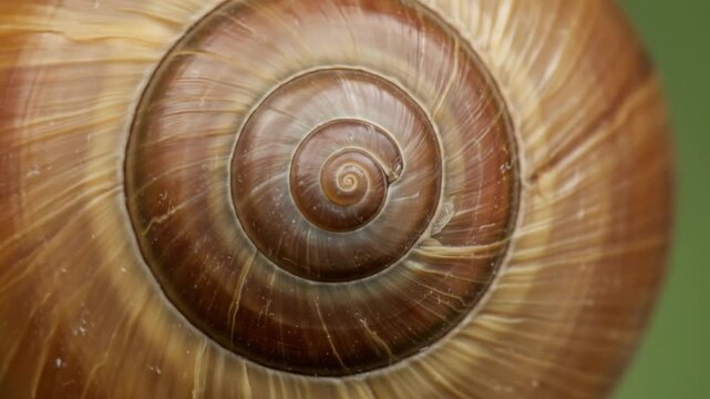 A closeup image of a snails shell showing a spiraling pattern