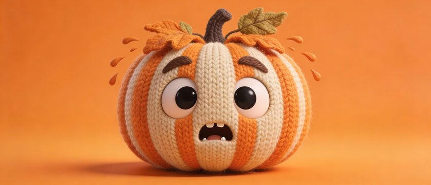 ハロウィンの恐怖に震えるかぼちゃ