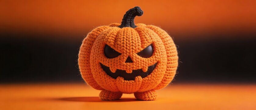 悪戯顔の3Dジャックオーランタンと秋の彩り