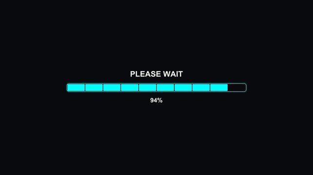 Progress bar animation for video editing and web loading with clear indication of completion status