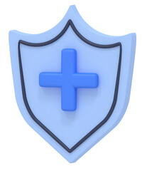 Fototapeta premium Blue Shield with Plus Sign