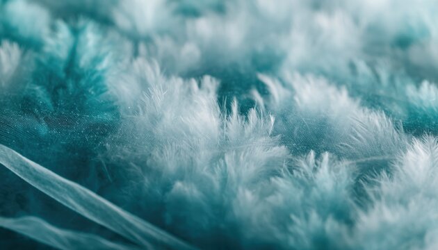 Turquoise feather texture background with soft focus closeup
