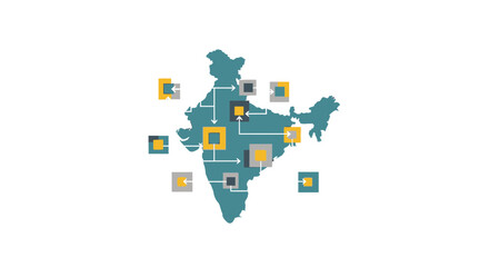 Obraz premium Vector illustration of Indian map highlighting major cities and cultural landmarks across India