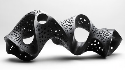 Intricate 3D Printed Sculpture with Geometric Perforations and Fluidic Design aesthetic