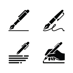  Minimalist Black and White Pen Icon Set for UI/UX