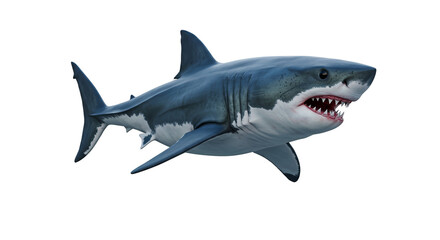 Fototapeta premium Realistic Great White Shark Underwater Isolated