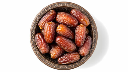 Obraz premium A bowl of dried dates on a white background