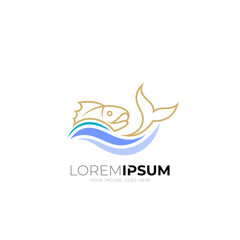 Fototapeta premium seafood logo, logo of a fish swimming in big waves