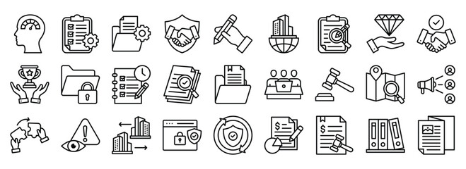 Due Diligence icon collection. Containing design business, finance, concept, analysis, financial, investment	