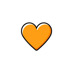 Simple, bold orange heart icon with a white outline against a stark black background