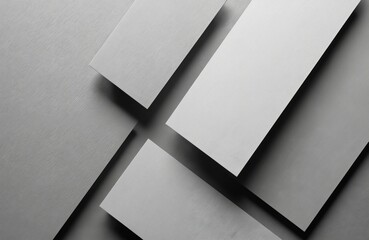 Fototapeta premium Top view of inclined paper sheets with texture and dark shadows. Geometric abstract background with copy space. Minimalist design for presentations.