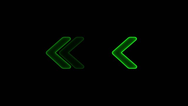 Two green glowing left chevron arrows on a dark Generate title without using the word "Title:" before it. background with soft gradient edges double