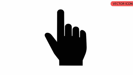 Obraz premium Black cursor hand icon pointing upwards on a white background.