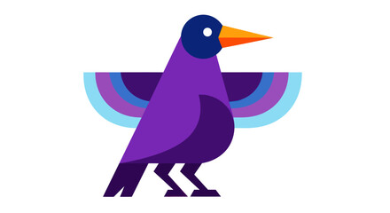 Obraz premium Stylized vector illustration of a bird with geometric shapes and vivid colors