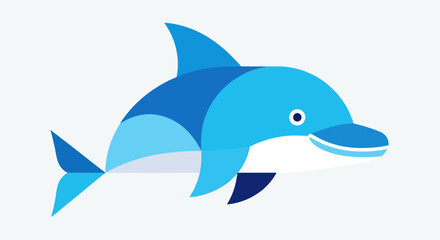 Obraz premium Stylized vector illustration of a playful dolphin on a clean white backdrop
