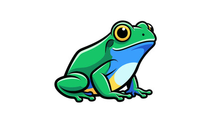 Vibrant cartoon frog illustration isolated on white background digital design