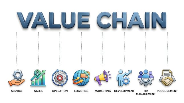 Business value chain concept with icons